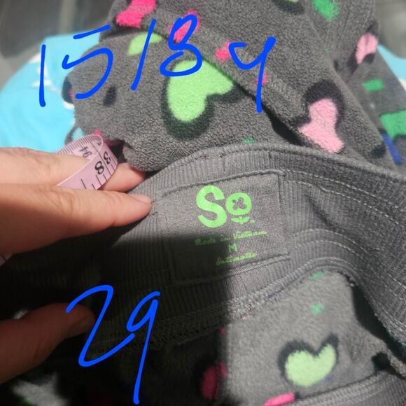 Y2k scene emo grey colorful hearts low rise flare pj pants - Picture 3 of 3